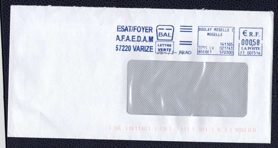 France EMA Empreinte Postmark Esat Foyer d'Hébergement 57220 Varize