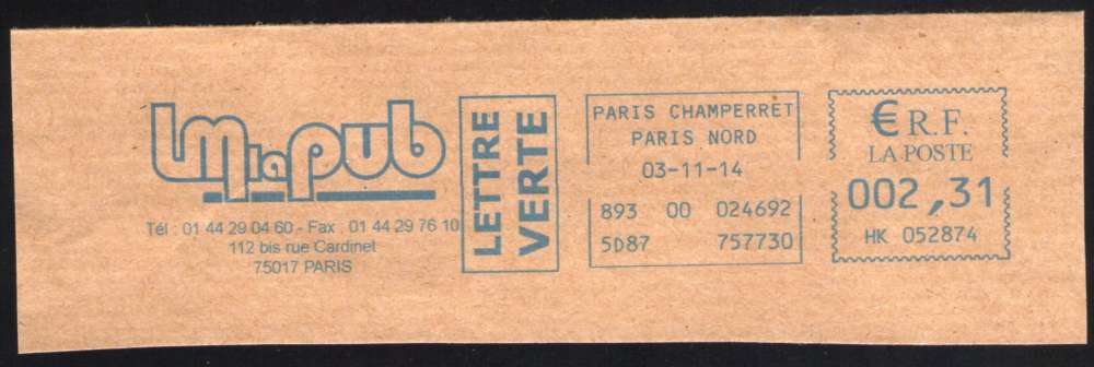 France EMA Empreinte Postmark LMlaPUB Presse TV Internet 75017 Paris