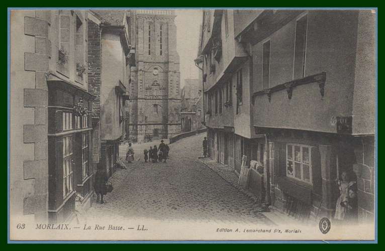  CPA MORLAIX RUE BASSE EGLISE SAINT MATHIEU TB 