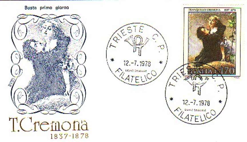 Italie 1978  Y&T  1353  sur FDC   peinture  Cremona