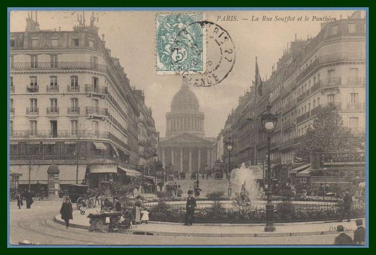 CPA PARIS RUE SOUFFLOT PANTHEON voy 1904