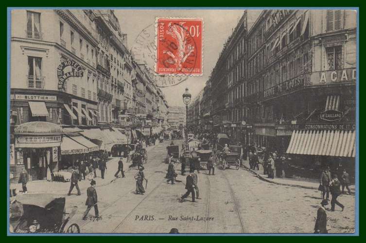 CPA PARIS RUE ST LAZARE voy  1908 TB