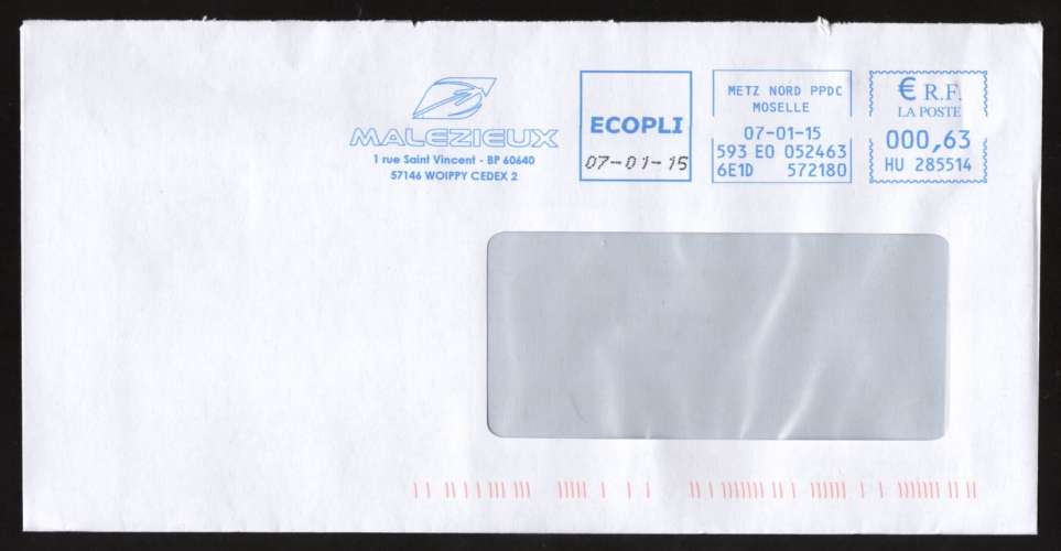 France EMA Empreinte Postmark MALEZIEUX Assainissement 57146 Woippy