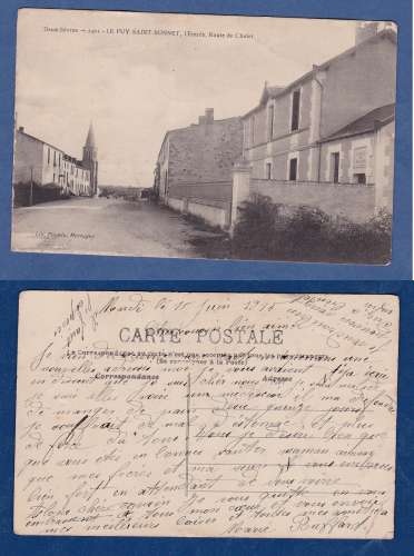 (49) LE PUY SAINT BONNET-CPA-l'entrée- route de cholet  - circulée en 1915