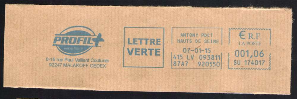 France EMA Empreinte Postmark Entretien Automobile Profil + 92247 Malakoff