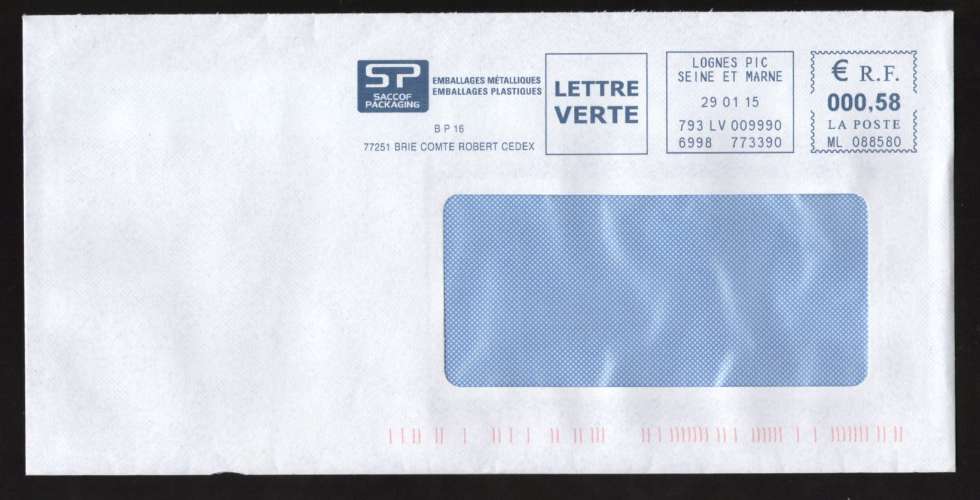 France EMA Empreinte Postmark Saccof Packaging 77251 BRIE COMTE ROBERT