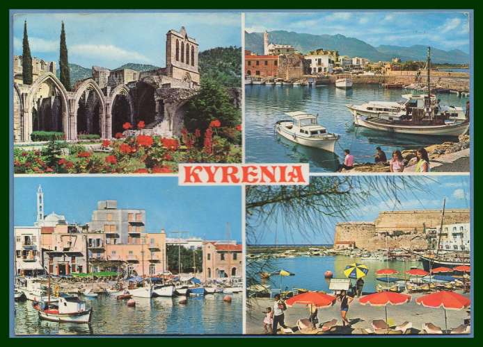 CPSM CYPRUS CHYPRE KIRENIA écrite 1974 TP arraché verso