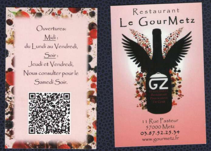 Carte de visite Business Card Restaurant Gastronomique Metz