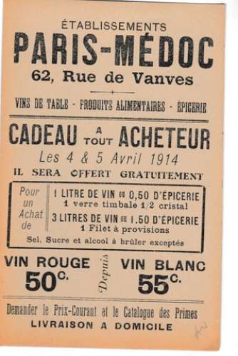 Image le Cidre   format cpa 1914  Paris Médoc