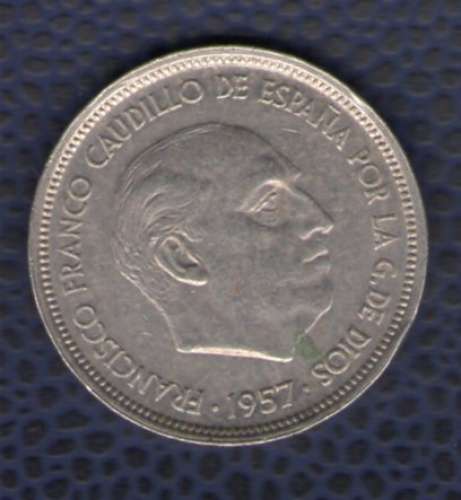 Espagne 1957 Pièce de Monnaie Coin 50 pesetas Franco Caudillo