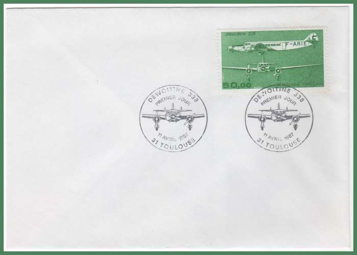 FDC Dewoitine PA 60 11/4/1987 Toulouse