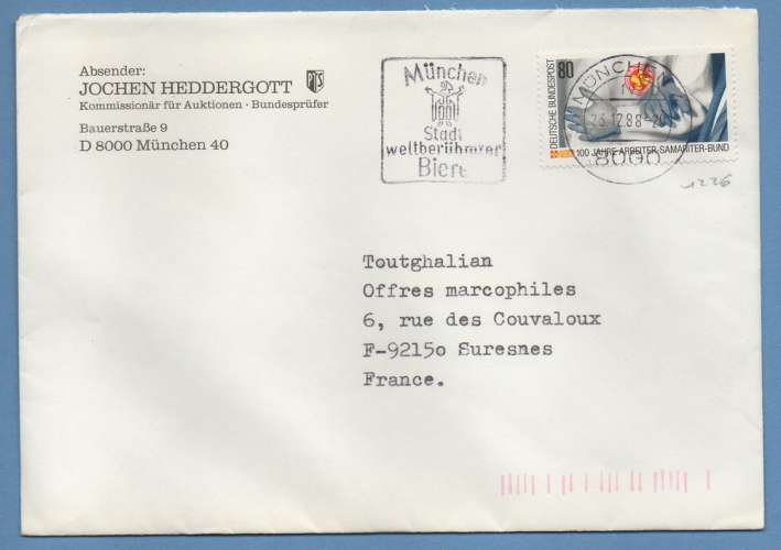 Allemagne F. N° 1226 / L > France  main cachet Biere München