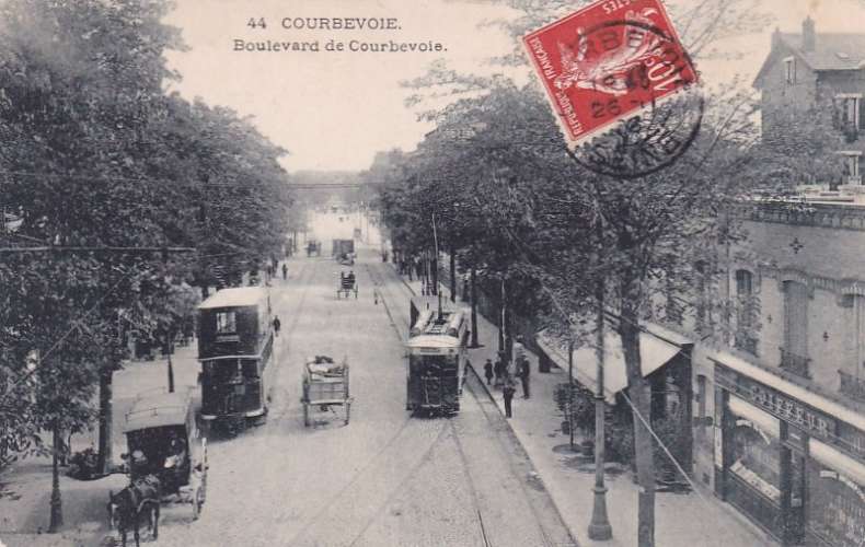 (92) COURBEVOIE -CPA-  boulevard de courbevoie - circulée en 1908 