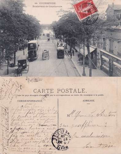 (92) COURBEVOIE -CPA-  boulevard de courbevoie - circulée en 1908 