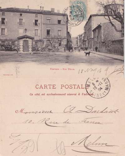 (07) -CPA -TOURNON  - rue thiers - circulee en 1904