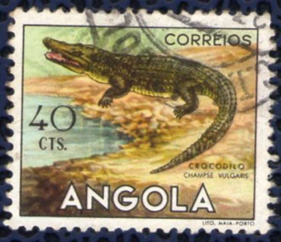 Angola 1953 Oblitéré rond Used Animaux Sauvages Faune Crocodilo Crocodile