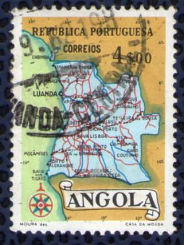 Angola 1955 Oblitéré rond Used Carte Géographique Mappe 4 escudos