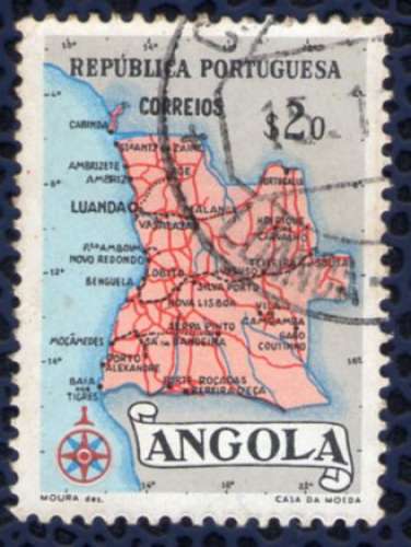 Angola 1955 Oblitéré rond Used Carte Géographique Mappe $20