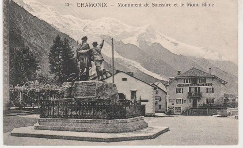 cpa 74 Chamonix Monument de Saussure et le Mont Blanc