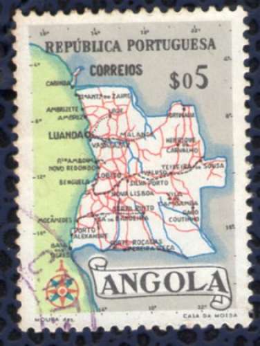 Angola 1955 Oblitéré rond Used Carte Géographique Mappe 5 centimos