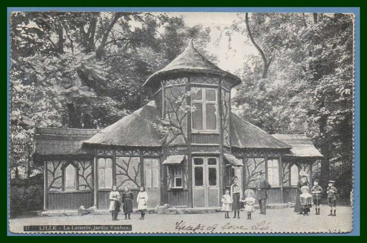 CPA LILLE Laiterie jardin Vauban voy 1906  animée enfants ..