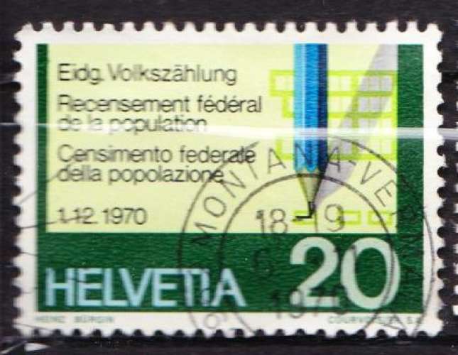 Suisse 1970 YT 865 Obl Recensement federal