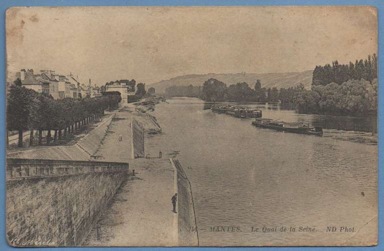 CPA Mantes quai de la seine (état moyen voir)