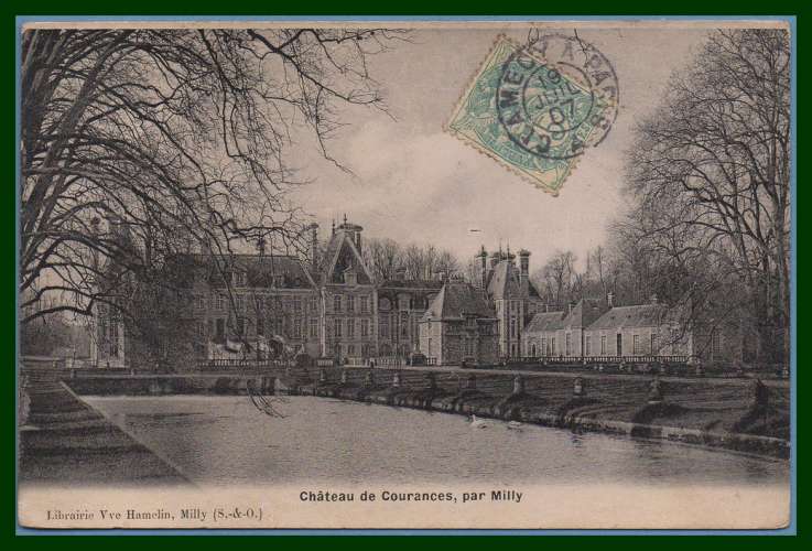 CPA glacée Château de Courances par Milly voy Ambulant Clamecy A Paris 1907 TB