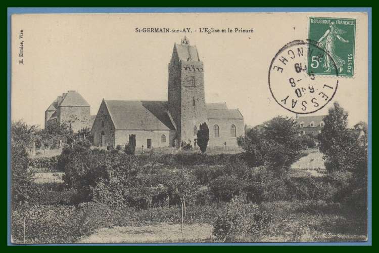 CPA St Germain sur AY église Prieuré voy 1909 TB 