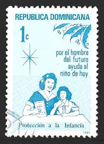 République Dominicaine - protection de l'enfance (o) used -  année 1980