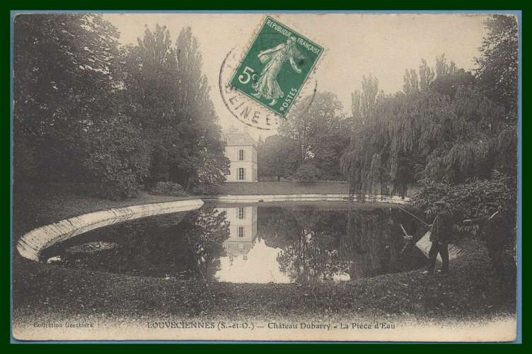 CPA Louveciennes château Dubarry piéce d'eau pêcheurs voy BE