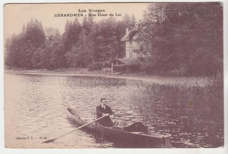 cpa 88 Gérardmer Rive Ouest du Lac  .. barque 