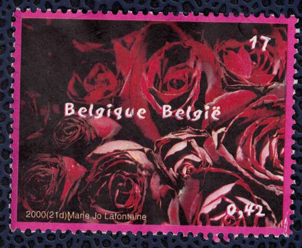 Belgique 2000 Oblitéré Used Peinture Roses rouges Marie Jo Lafontaine