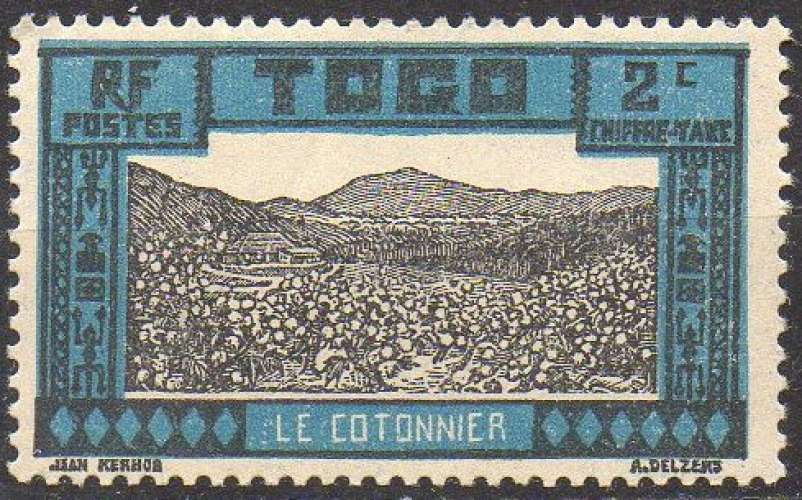 9105N - Y&T n° 9 - taxe neuf trace charnière - Le cotonnier - 1925 - Togo