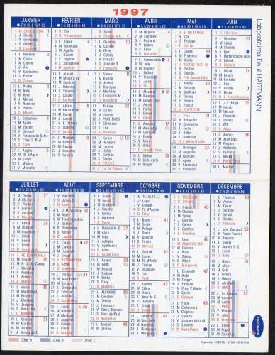 21 - Calendrier de poche 2 volets - 1997 - Abricotier - 2 scans