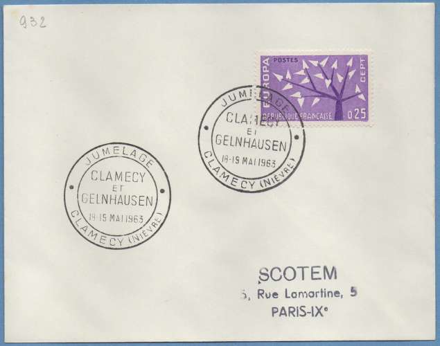 France BT Clamecy Jumelage Gelnhausen 1963  / N° 1358 Europa