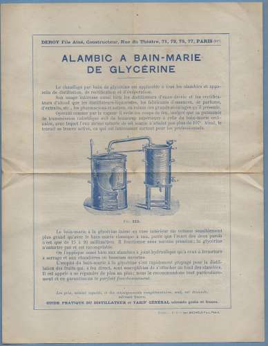 affiche PUB Alambic ..Deroy expo universelle 1900 scan verso