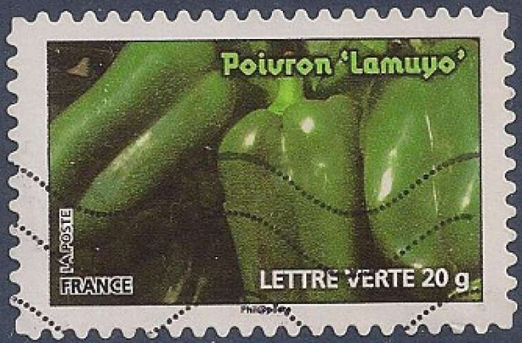 FRANCE 2012 : yt 747 Oblitéré/Used  # Légumes - Poivrons Lamuyo