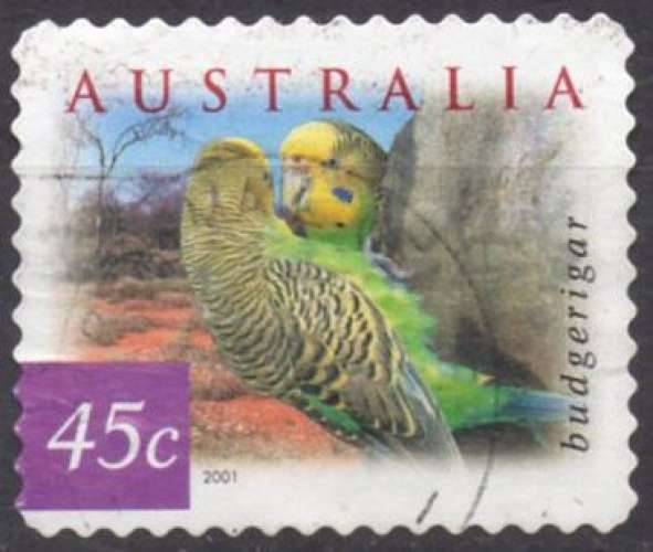 9823 - Y&T n° 1973 - adhésif oblitéré - Perruches - 2001 - Australie