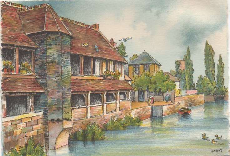 France CP 61 - Argentan : vieilles maisons sur l'Orne