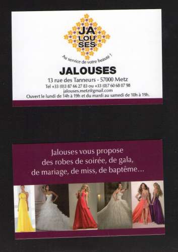 Carte de visite Business Card Robes de Soirée JALOUSES