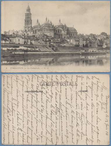 Cpa Perigueux Cathédrale  écrite 1916 