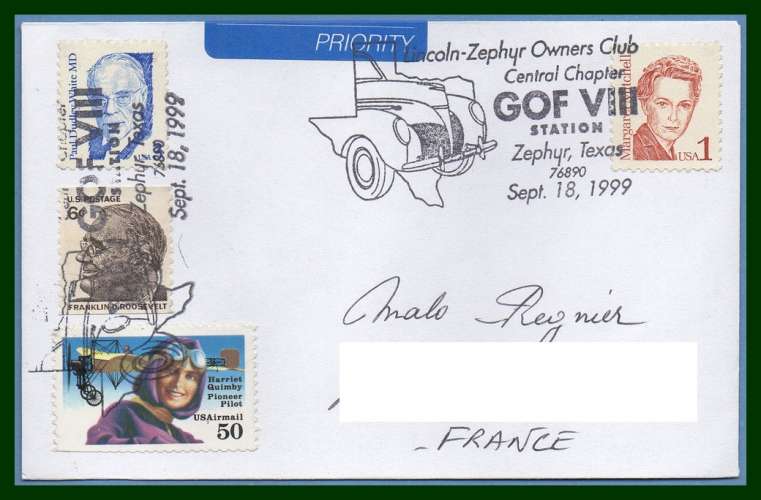 USA BT Lincoln GOF VIII  Zephyr Texas 1999 voy > France