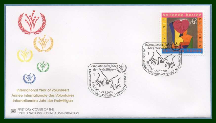 ONU Vienne N° 346 FDC 2001 Cœur Heart Mains Hand