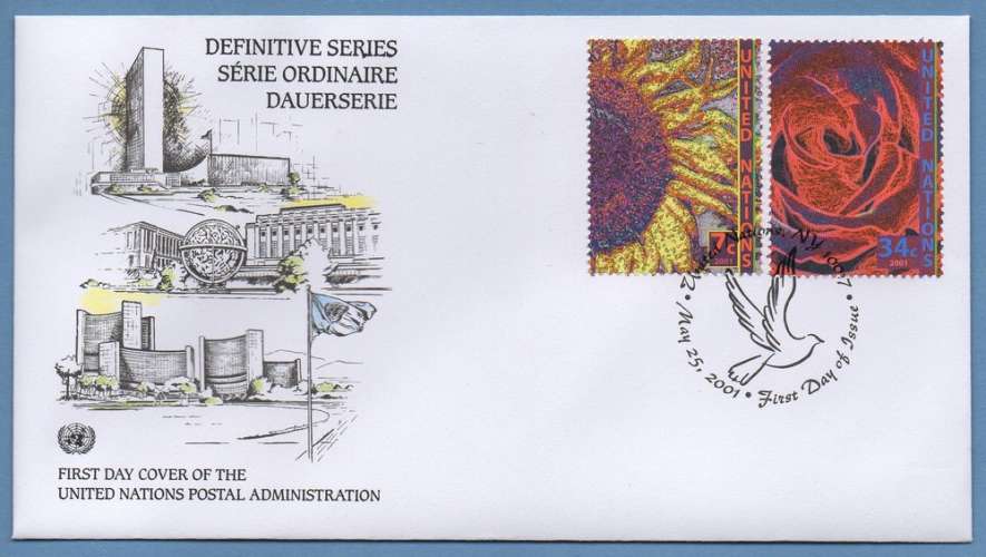 United Nations New york 2001  FDC Tournesol Rose