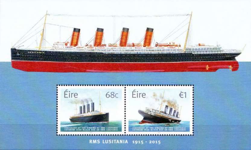 Irlande 2015 Centenaire du naufrage du RMS Lusitania (feuillet)