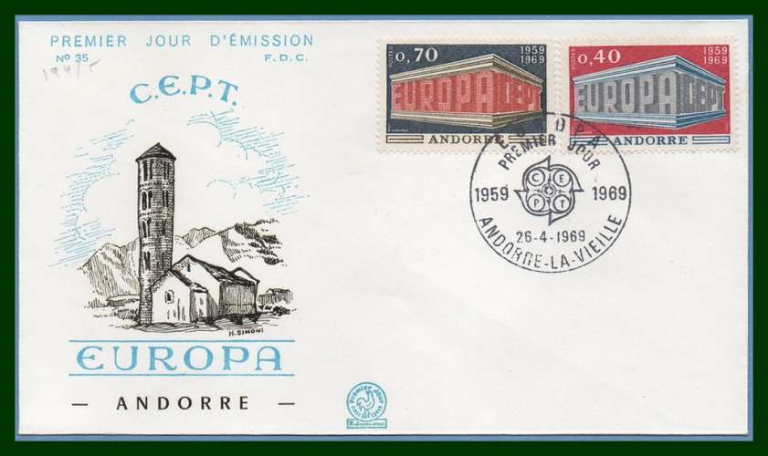 Andorre FDC Europa 1969 N° 194/5 