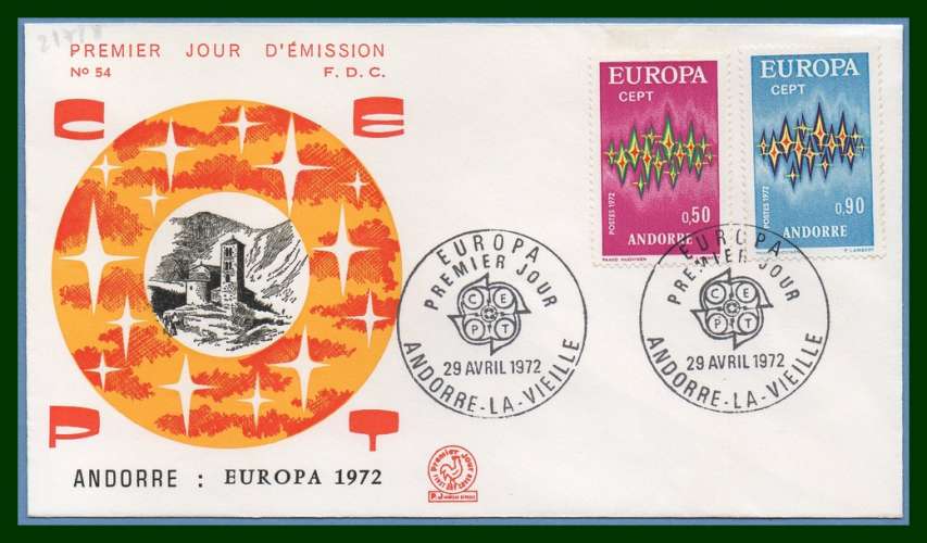 Andorre FDC Europa 1972 N° 217/8