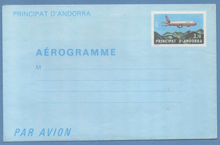 Andorre Entier postal stationery Aerogramme N° 1 **