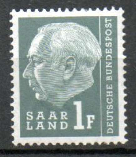 Allemagne Sarre Yvert N°362 Neuf 1956 Président HEUSS